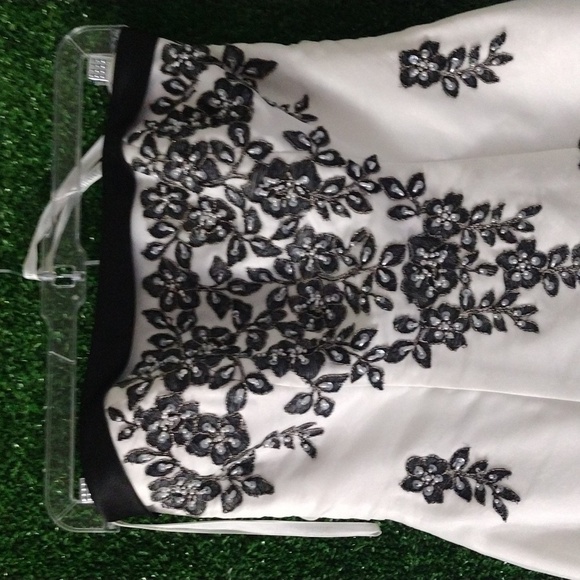 David's Bridal Ivory and Black Gown - Picture 2 of 5